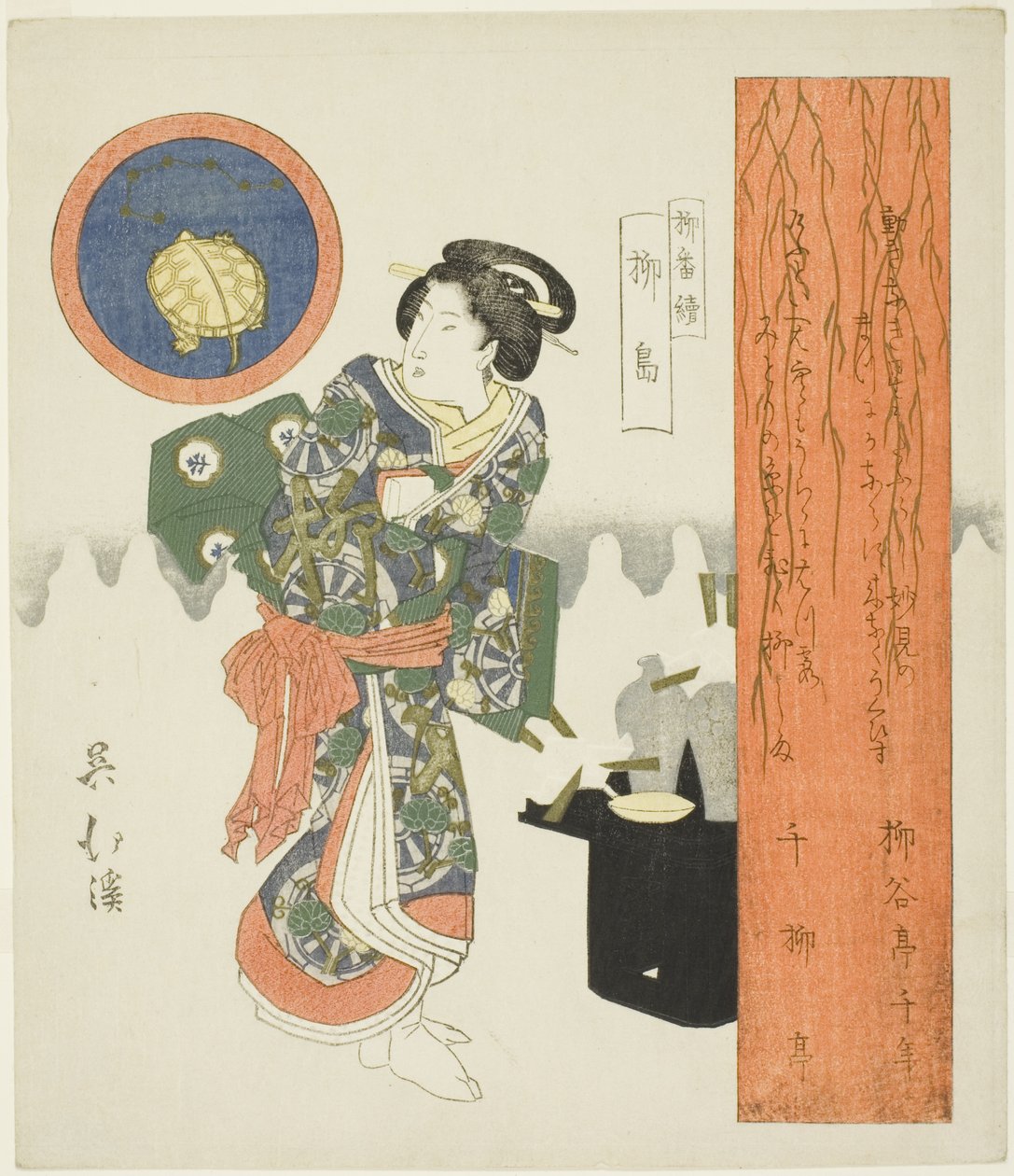 Île aux Saules (Yanagishima), de la série "Une série de saules (Yanagi bantsuzuki)" - Totoya Hokkei