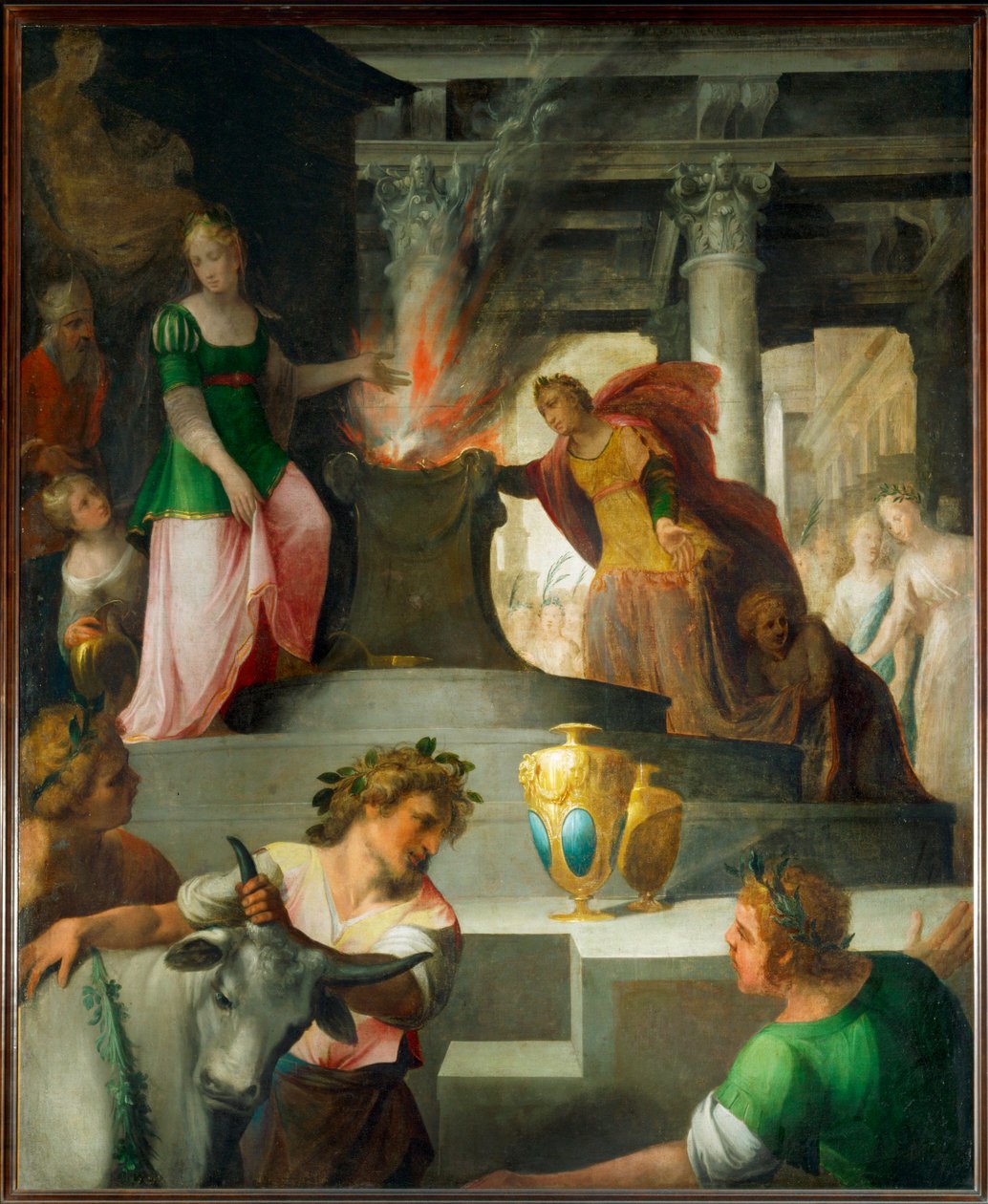 Hyante et Climene sacrifiant à Vénus (peinture sur toile) - Toussaint Dubreuil