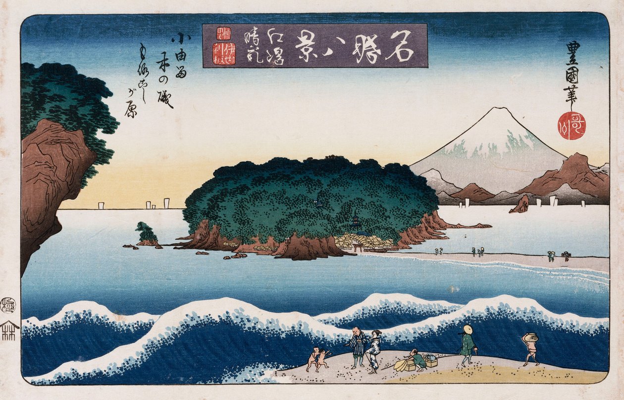 Temps clair, Enoshima, de la série Huit vues de lieux célèbres - Toyokuni II