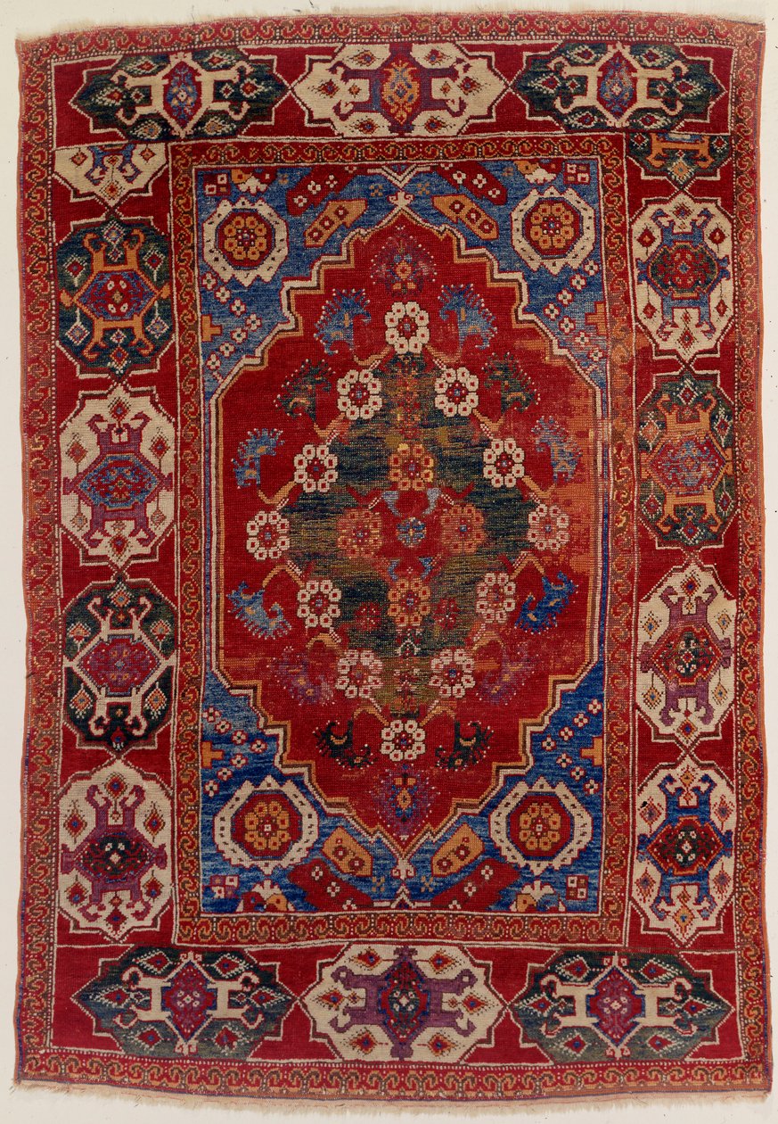 Tapis transylvanien avec motifs floraux sur fond rouge brique, fin XVIIe siècle - Transylvannian School