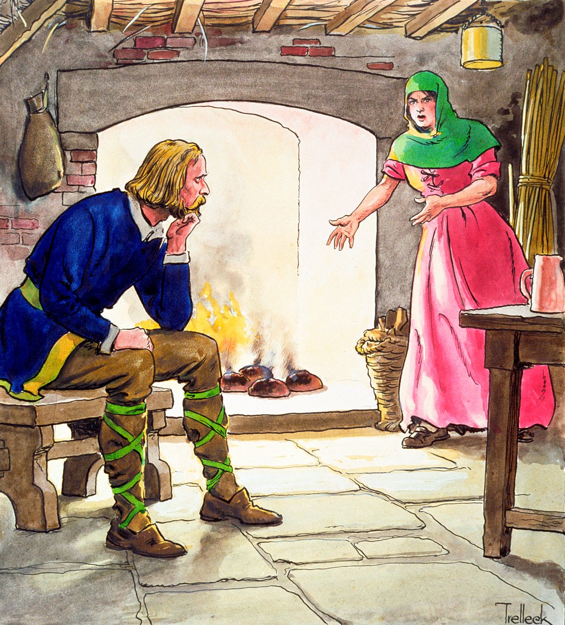 Le roi Alfred brûlant les gâteaux, vers 1900 - Trelleek