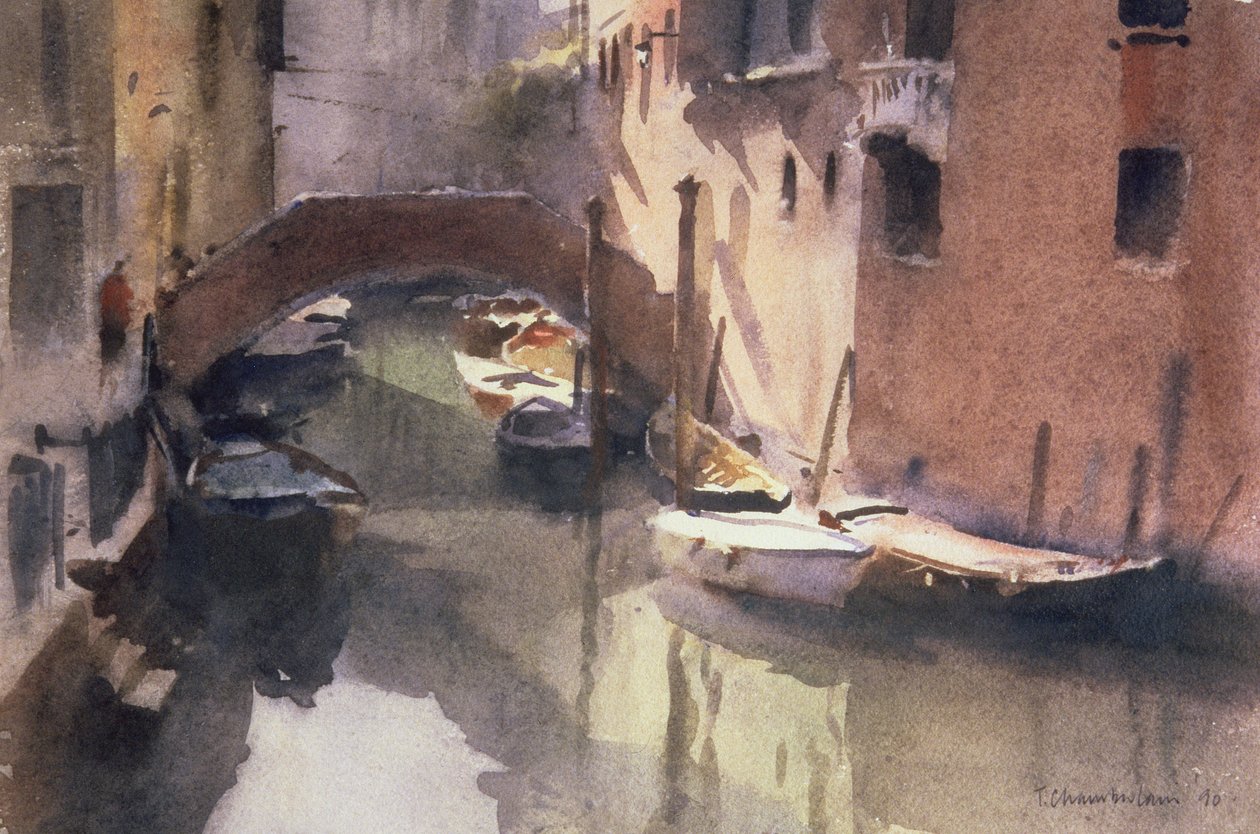 Un canal tranquille à Venise, 1990 - Trevor Chamberlain