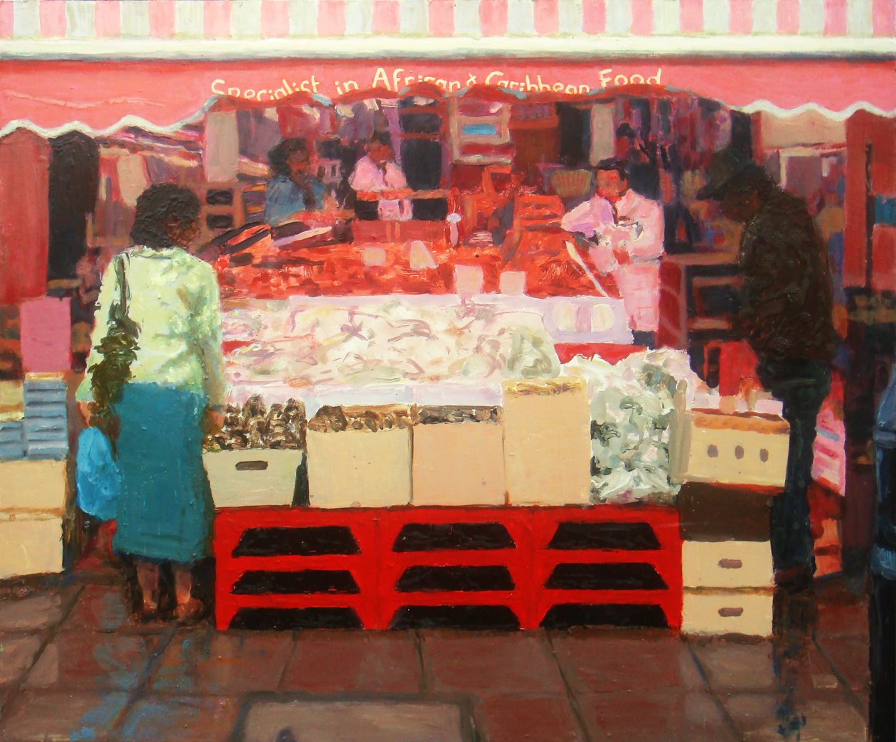 Nourriture africaine et caribéenne, 2010 (huile sur carton) - Trevor Burgess
