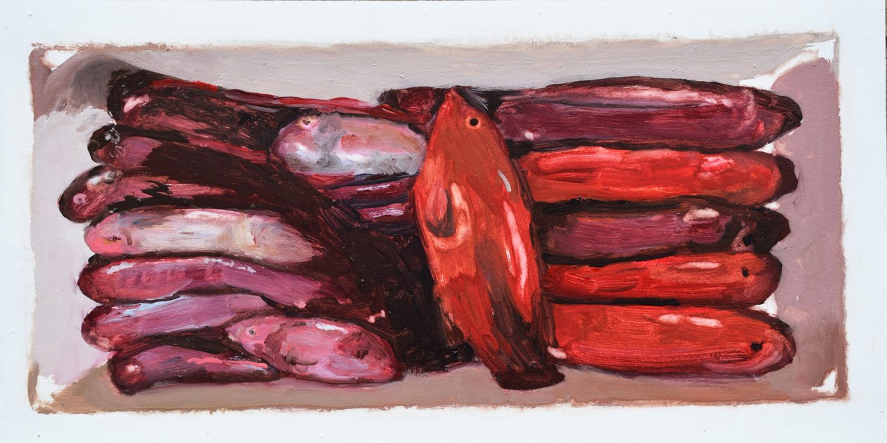 Caisse à poisson 2 (Billingsgate, Londres), 2016 (huile sur carton) - Trevor Burgess