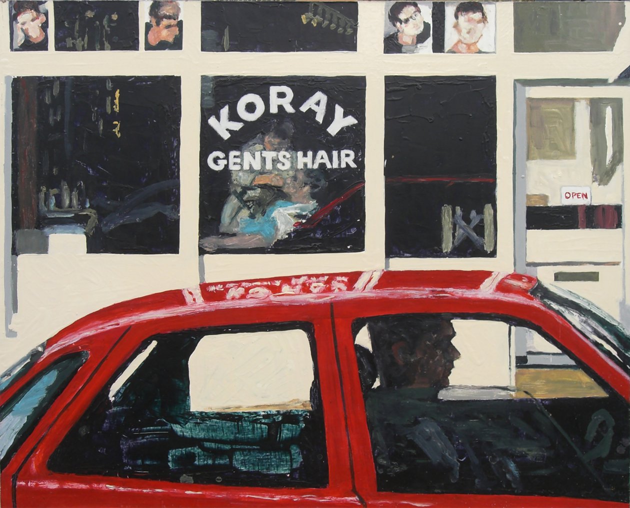 Koray Gents Hair, 2003 (huile sur panneau) - Trevor Burgess