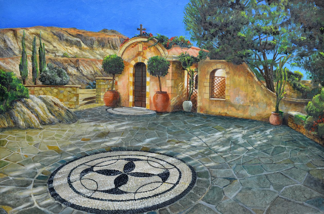 Chapelle Lyndos, Rhodes, Grèce, 2024 (huile sur panneau) - Trevor Neal