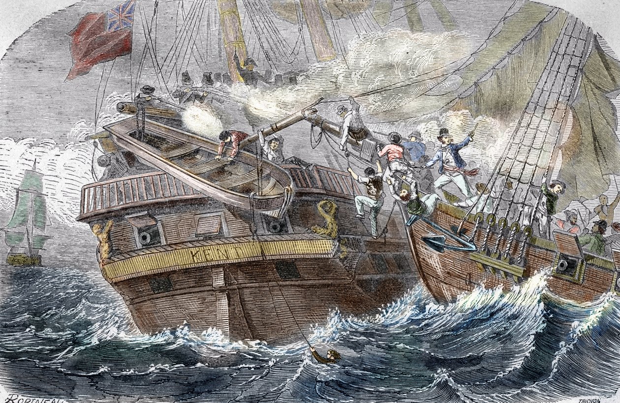 Capture du Kent par le corsaire français Robert Surcouf (1773-1827) sur le navire La Confidence le 7/10/1800 dans le Golfe du Bengale - Trichon (after)