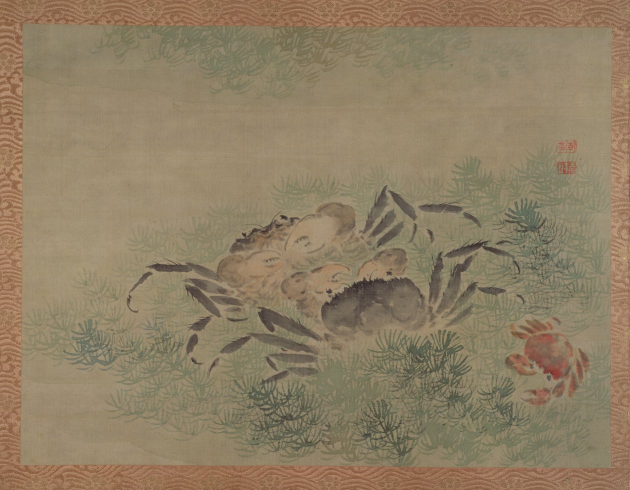 Crabes, 1851 (aquarelle sur soie) - Tsubaki Chinzan