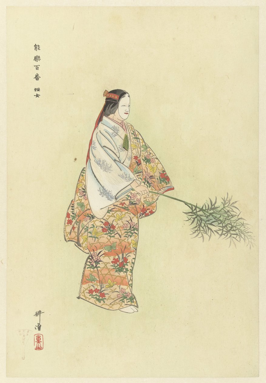 Acteur dans la pièce de Nô Hanjo (Cent pièces de Nô) - Tsukioka Kogyo