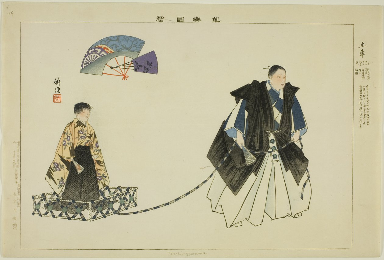 Tsuchi-guruma, de la série "Images des performances de No" - Tsukioka Kogyo