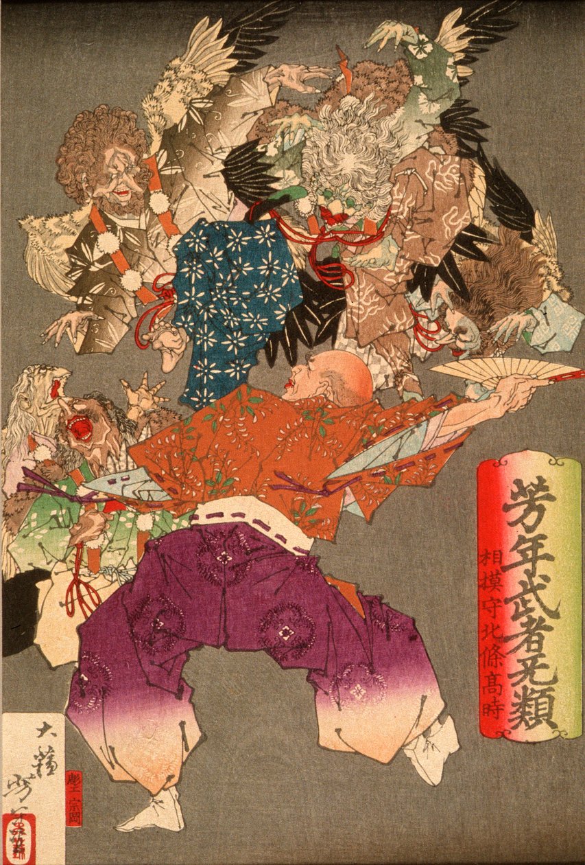 Hōjō Takatoki, seigneur de Sagami, repoussant les tengu à l