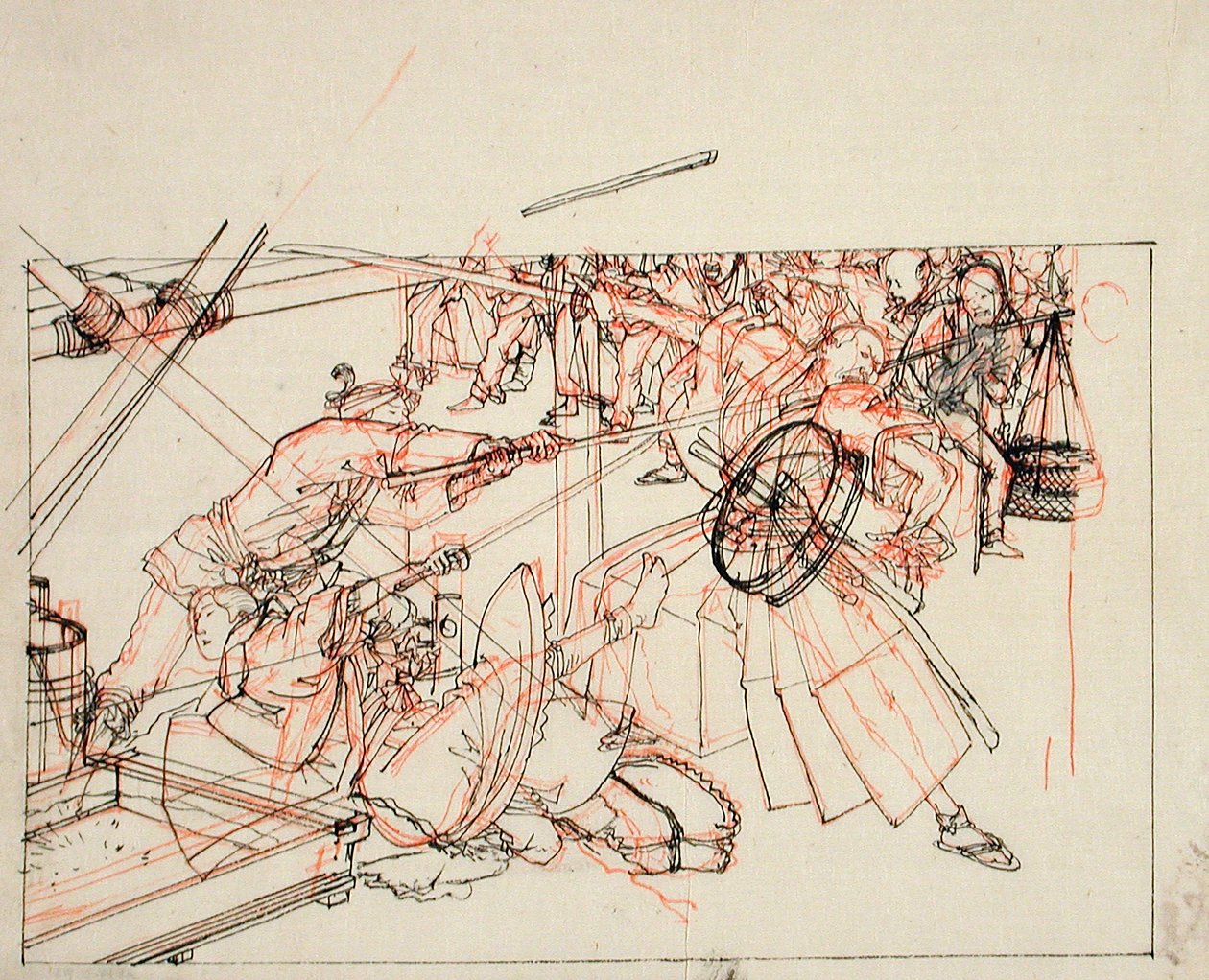 Dessin préparatoire pour une illustration de livre - Tsukioka Yoshitoshi