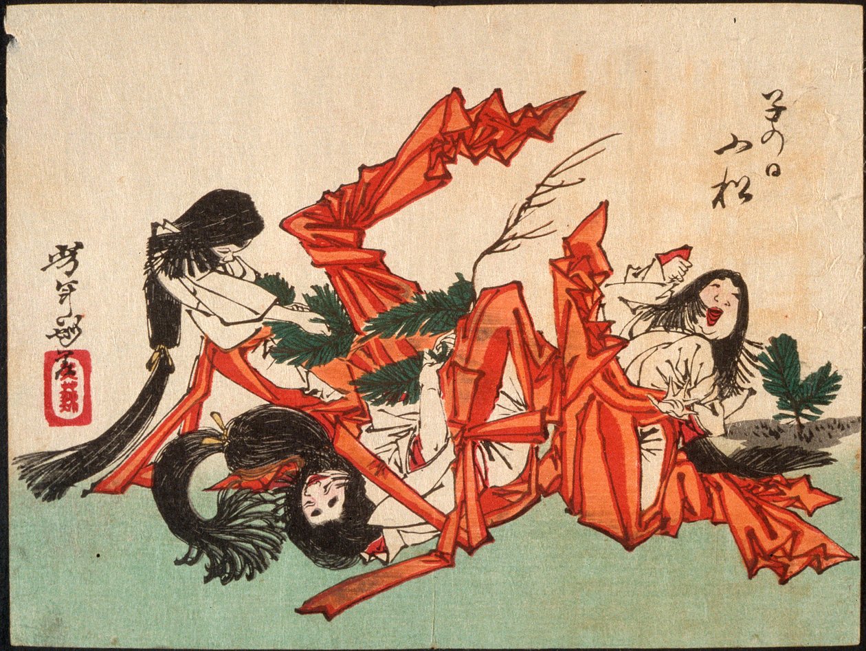 Ziehen von Kieferntrieben am Tag der Ratte - Tsukioka Yoshitoshi