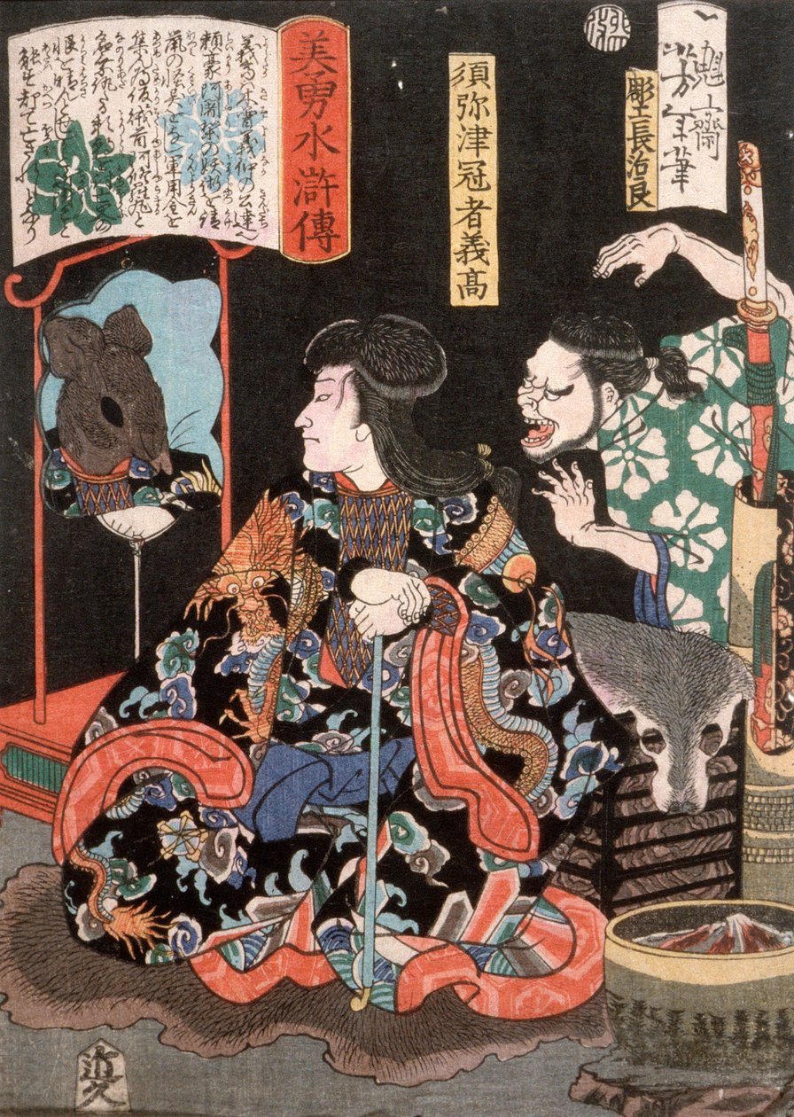 Shumitsu Kanja Yoshitaka als Ratte in einem Spiegel reflektierend - Tsukioka Yoshitoshi