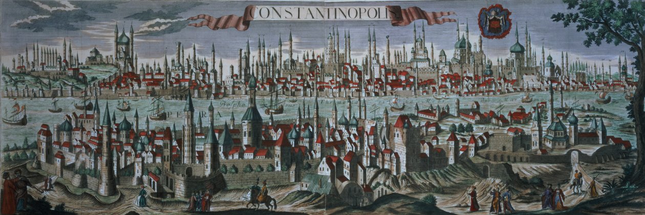 Vue panoramique de Constantinople, fin du XVIIIe siècle - Turkish School