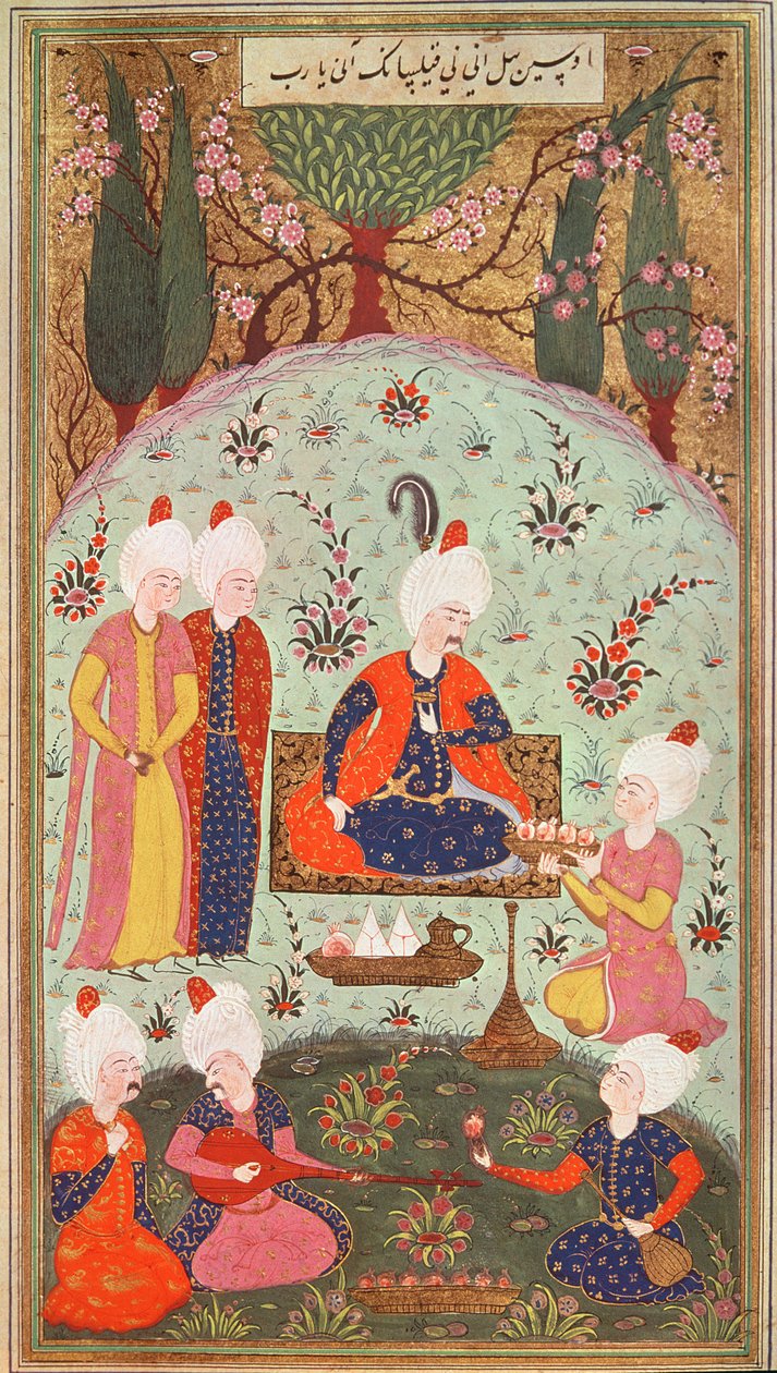 TSM H.804 & H.806 Le prince héritier célébrant la victoire avec un repas dans le jardin, 1534 - Turkish School
