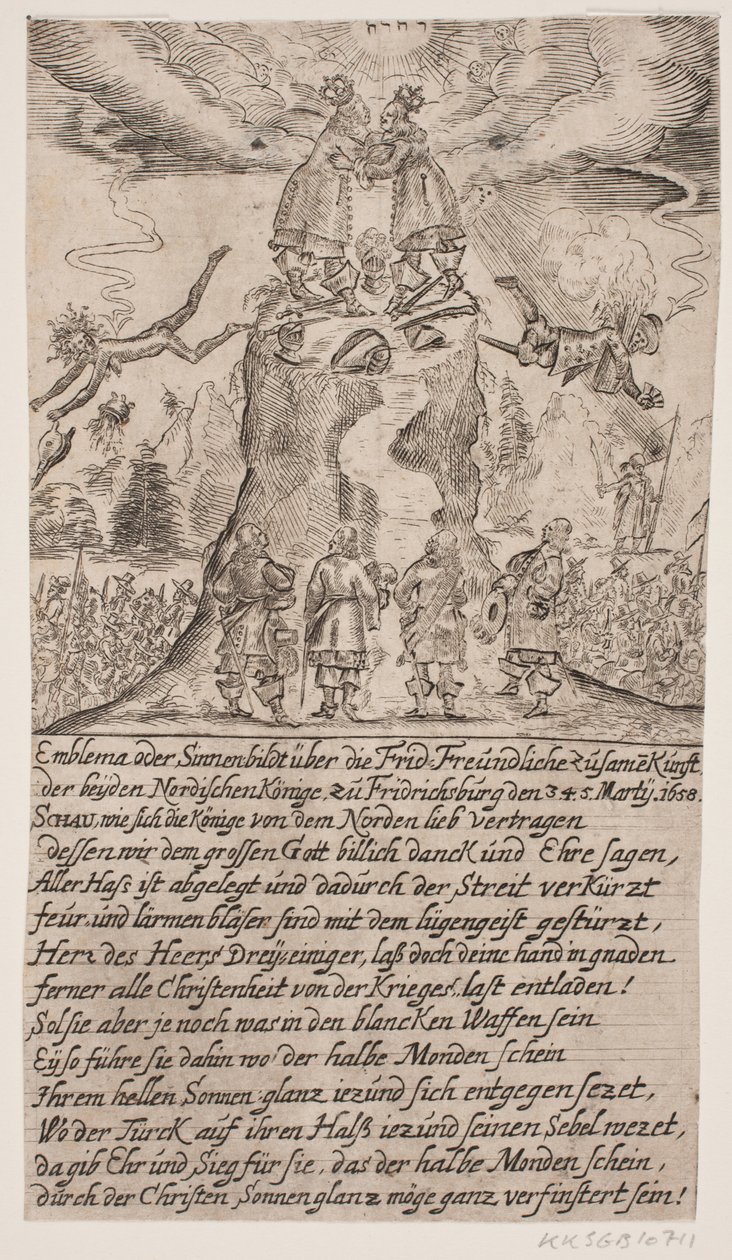 Frédéric III et Charles Gustave X se rencontrent à Frederiksborg. Feuille satirique - Ubekendt