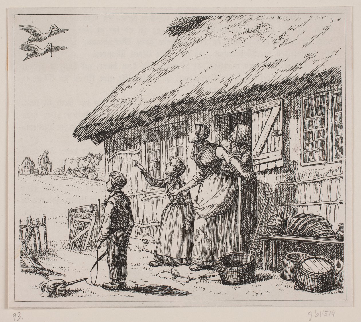 Illustration pour "La cigogne est arrivée", poème de Gotfred Rode - Ubekendt