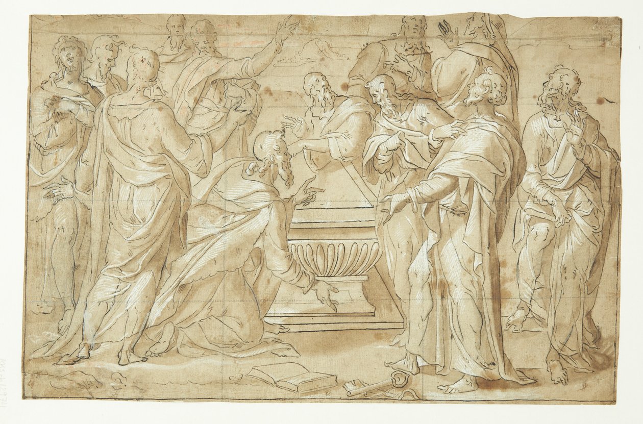 Scène de la résurrection de Marie. Les apôtres autour du tombeau vide - Ubekendt