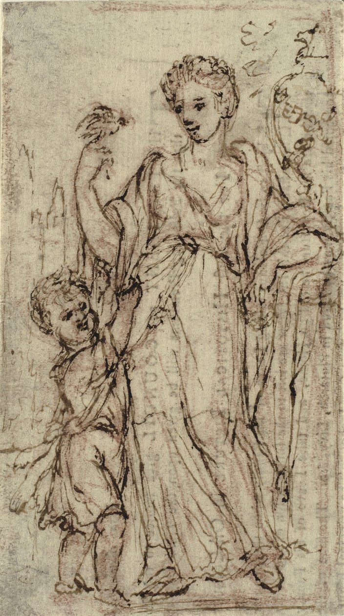 Femme avec un oiseau dans la main droite et un enfant essayant de l