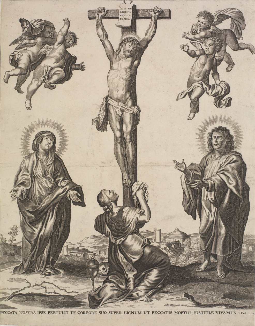 Christ en croix, avec la Vierge, Marie-Madeleine et Saint Jean et quatre anges - Ubekendt KKSgb5444