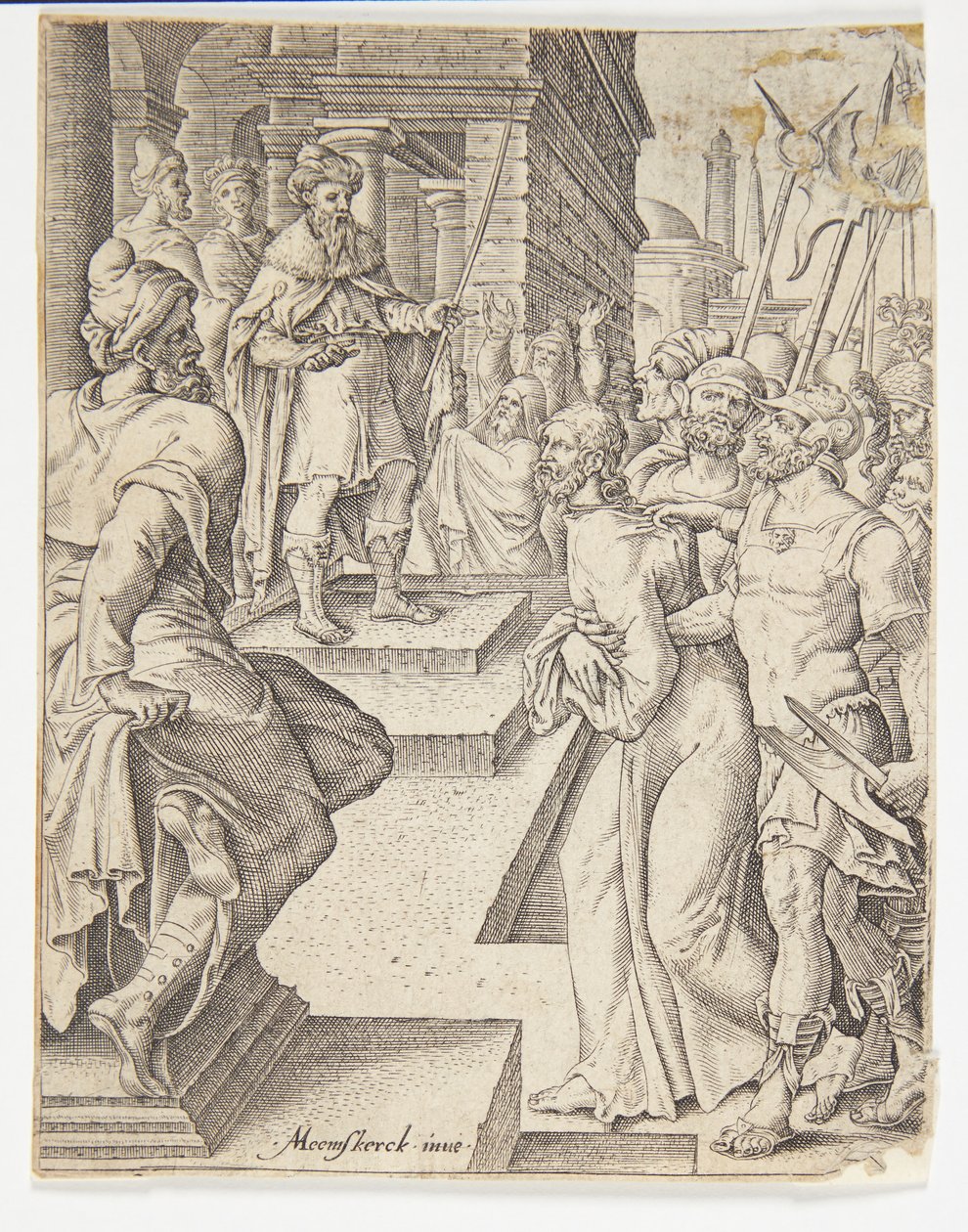 Le Christ devant Pilate - Ubekendt efter Dirck Volckertsz. Coornhert efter Maarten van Heemskerck
