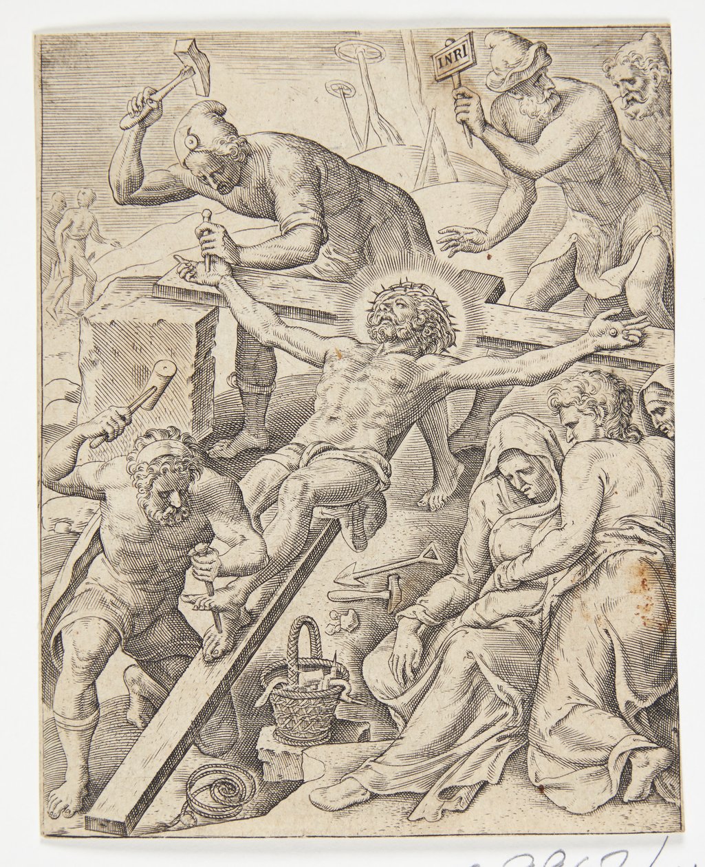 Christ cloué sur la croix - Ubekendt efter Dirck Volckertsz. Coornhert efter Maarten van Heemskerck