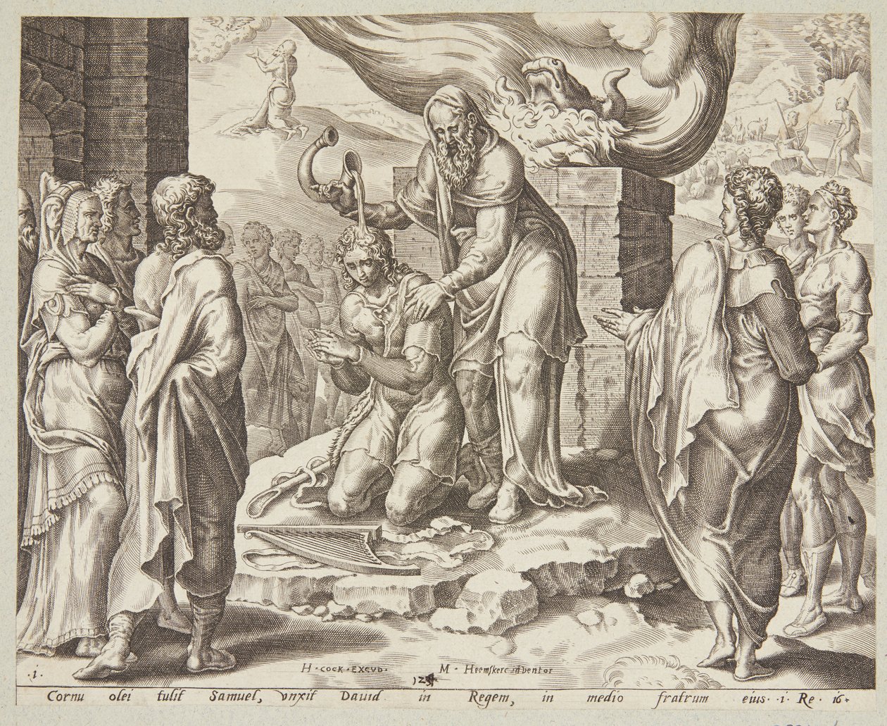 Samuel oint David - Ubekendt efter Maarten van Heemskerck