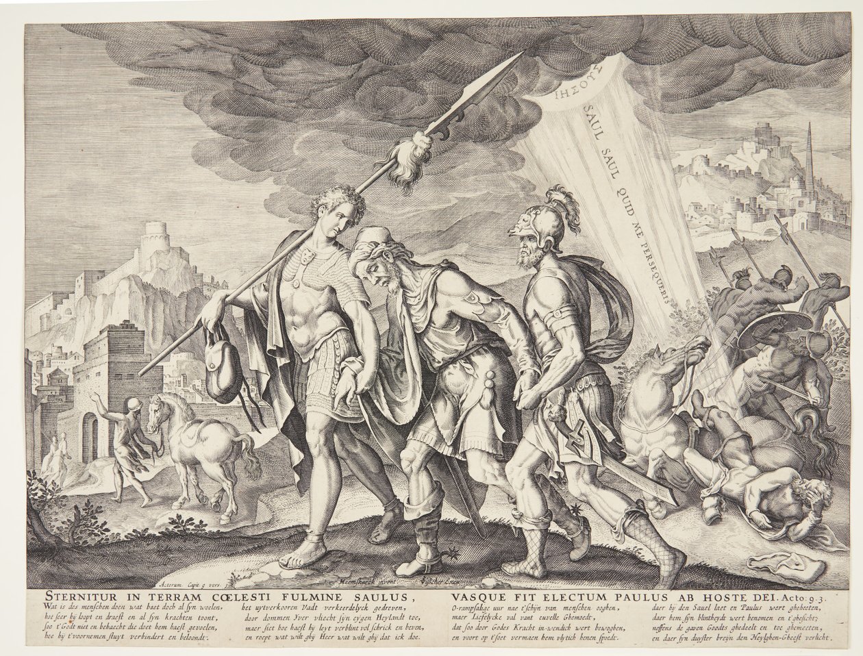 Le Saul aveugle conduit à Damas - Ubekendt efter Philips Galle efter forlæg af Maarten van Heemskerck