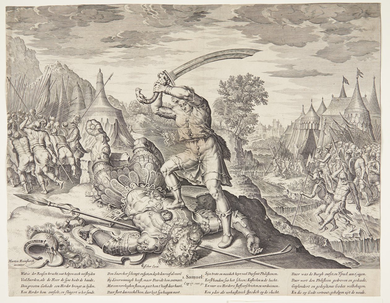 David décapitant Goliath - Ubekendt efter ubekendt efter Maarten van Heemskerck