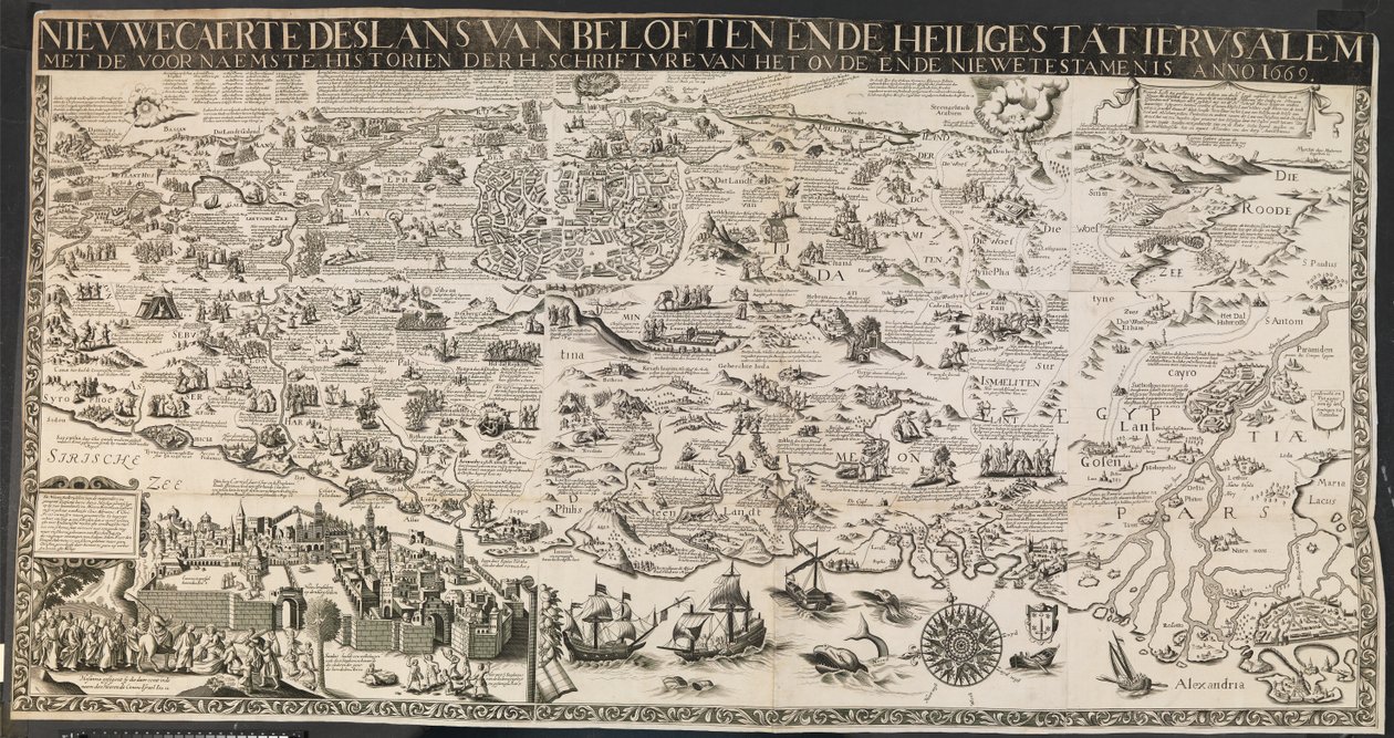 Nouvelle carte des terres de promesse et de la sainte ville de Jérusalem. - Ubekendt nederlandsk aktiv midten af 1600 tallet