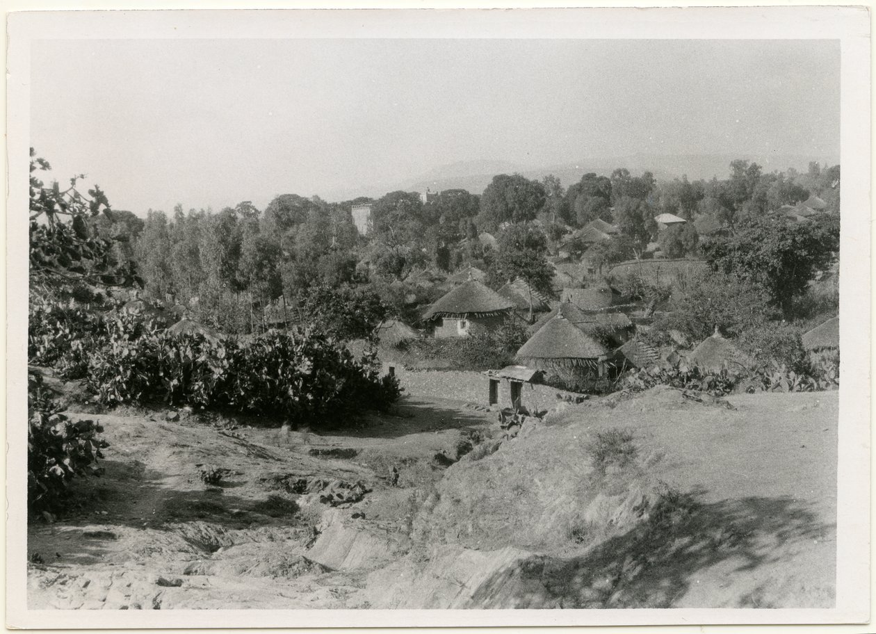 Village éthiopien aux maisons circulaires à toit de chaume, Axum, Éthiopie, photographie d