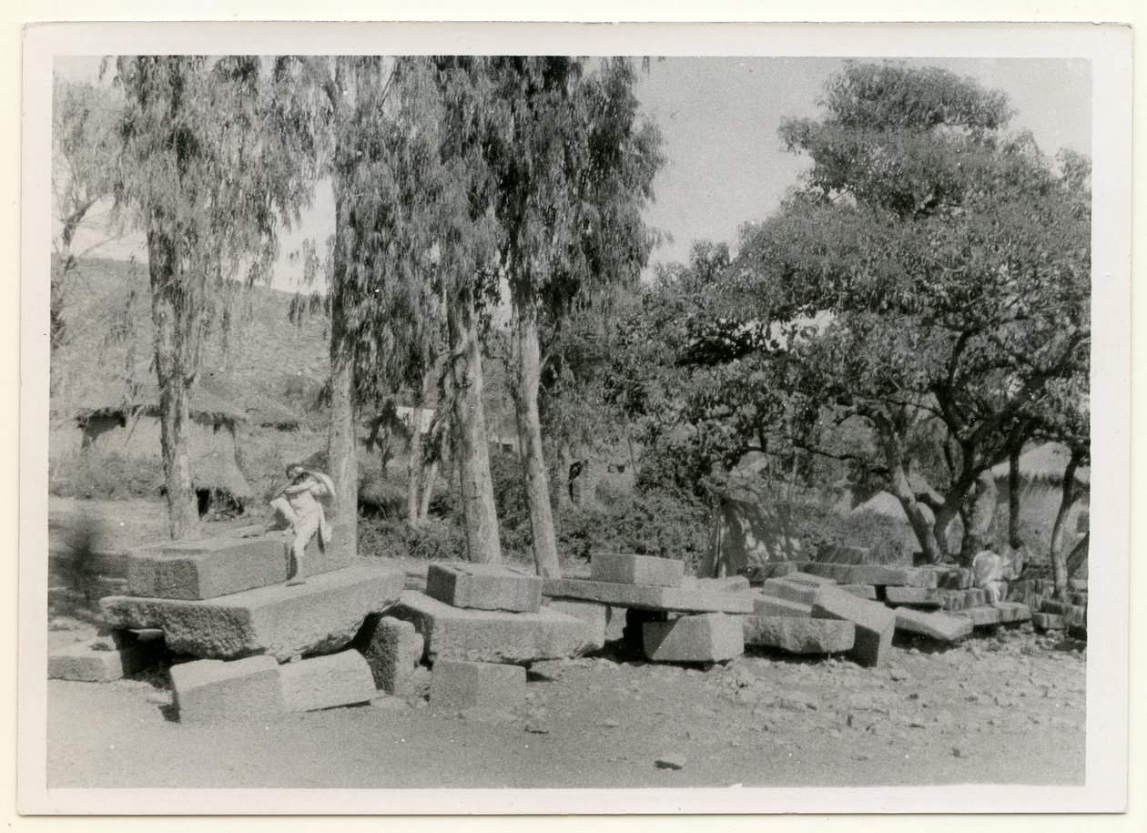 Vestiges de plates-formes en pierre, également connues sous le nom de trônes royaux, Axum, Éthiopie, photographie d