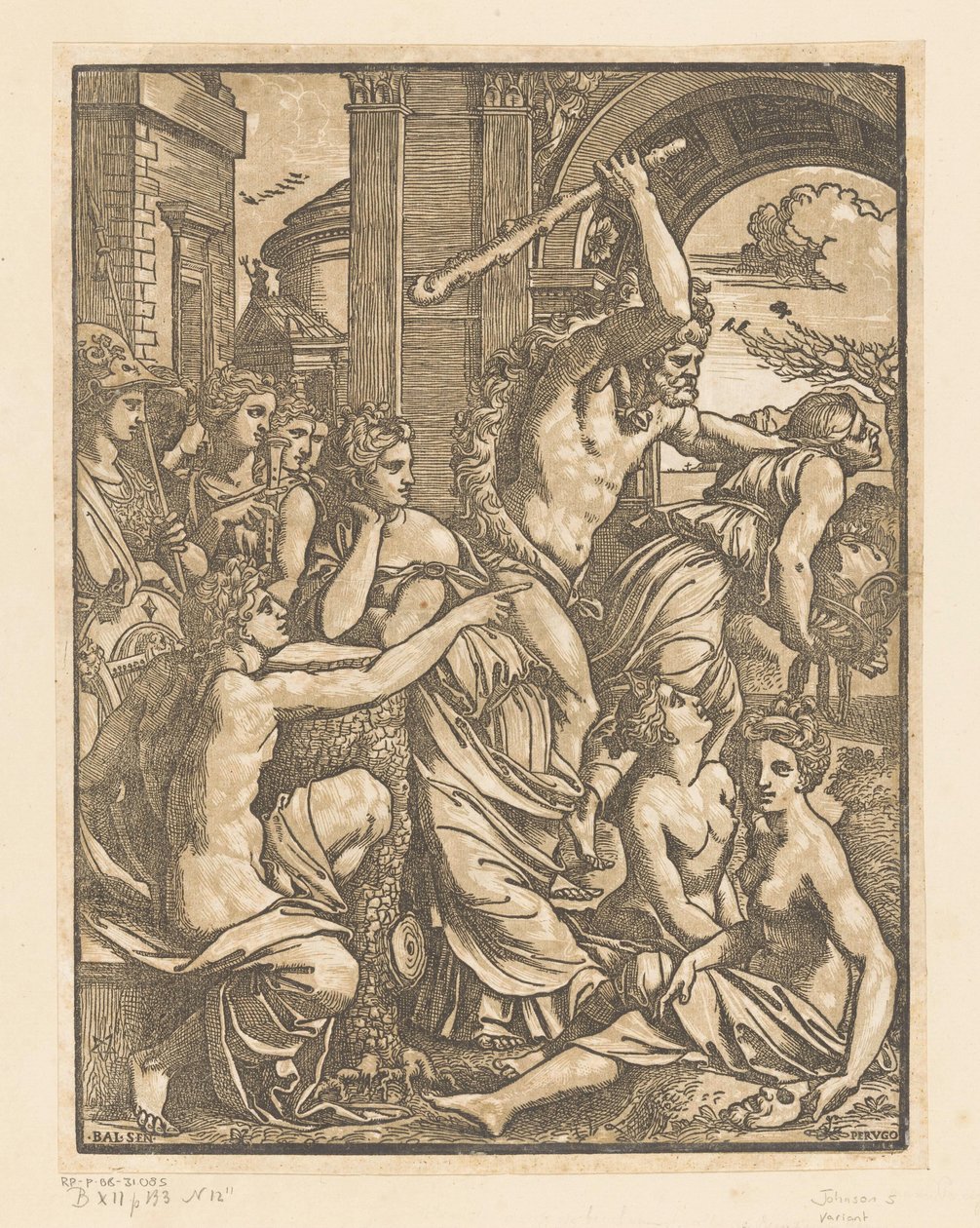 Avarice chassée du temple des Muses - Ugo da Carpi