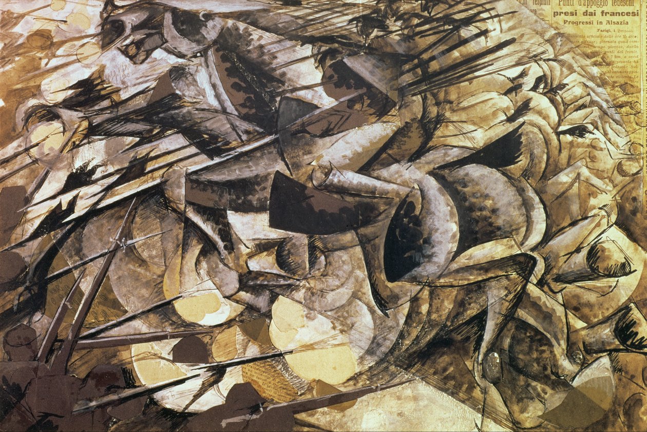 La Charge des lanciers, 1915 (collage) - Umberto Boccioni