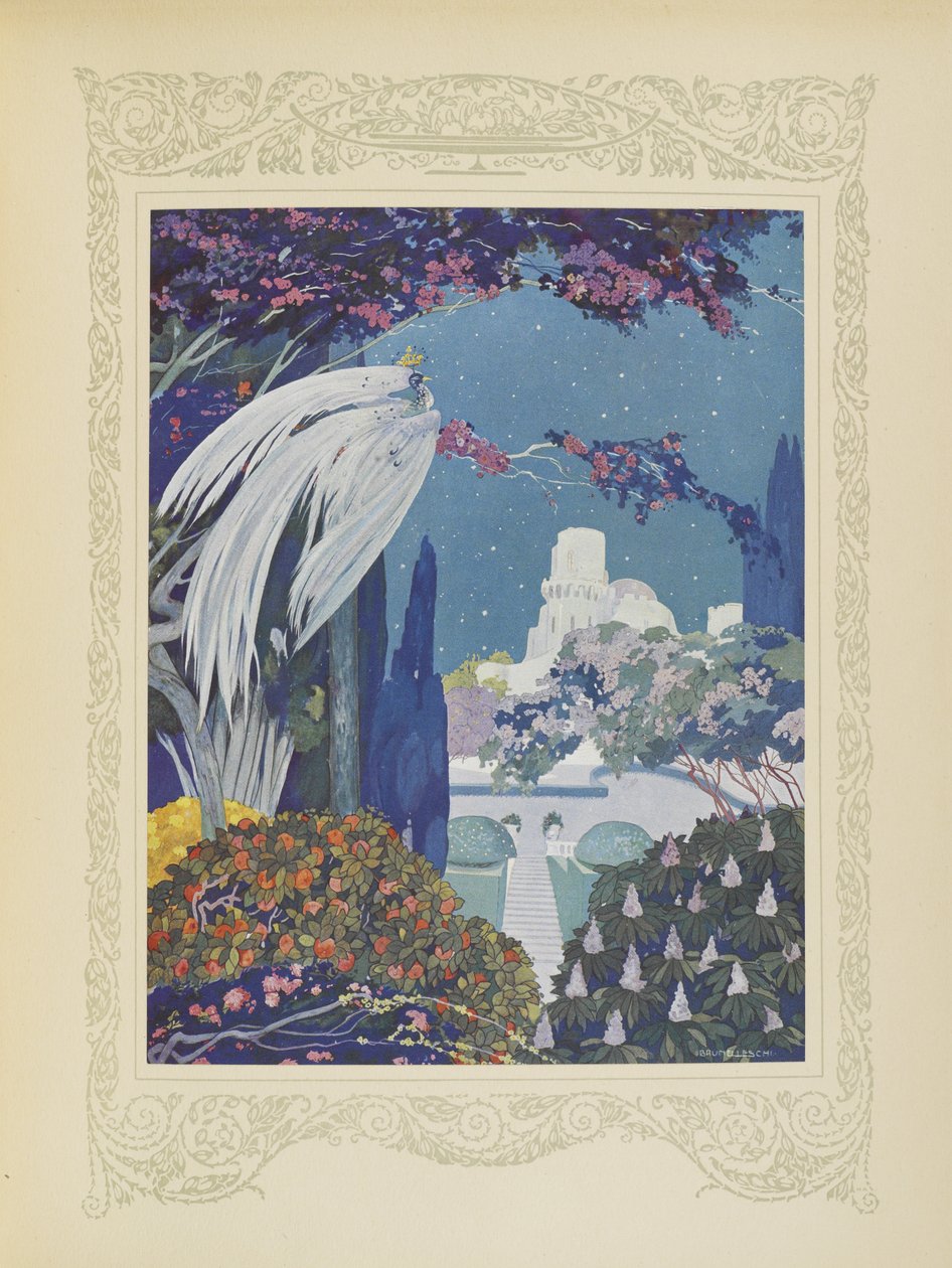 Cependant le bel Oiseau Bleu ne cessa jamais de planer autour du palais ...