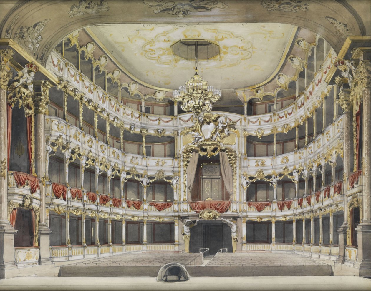 Intérieur du théâtre de la Résidence à Munich (Théâtre Cuvilliés) - Unbekannt Unbekannt