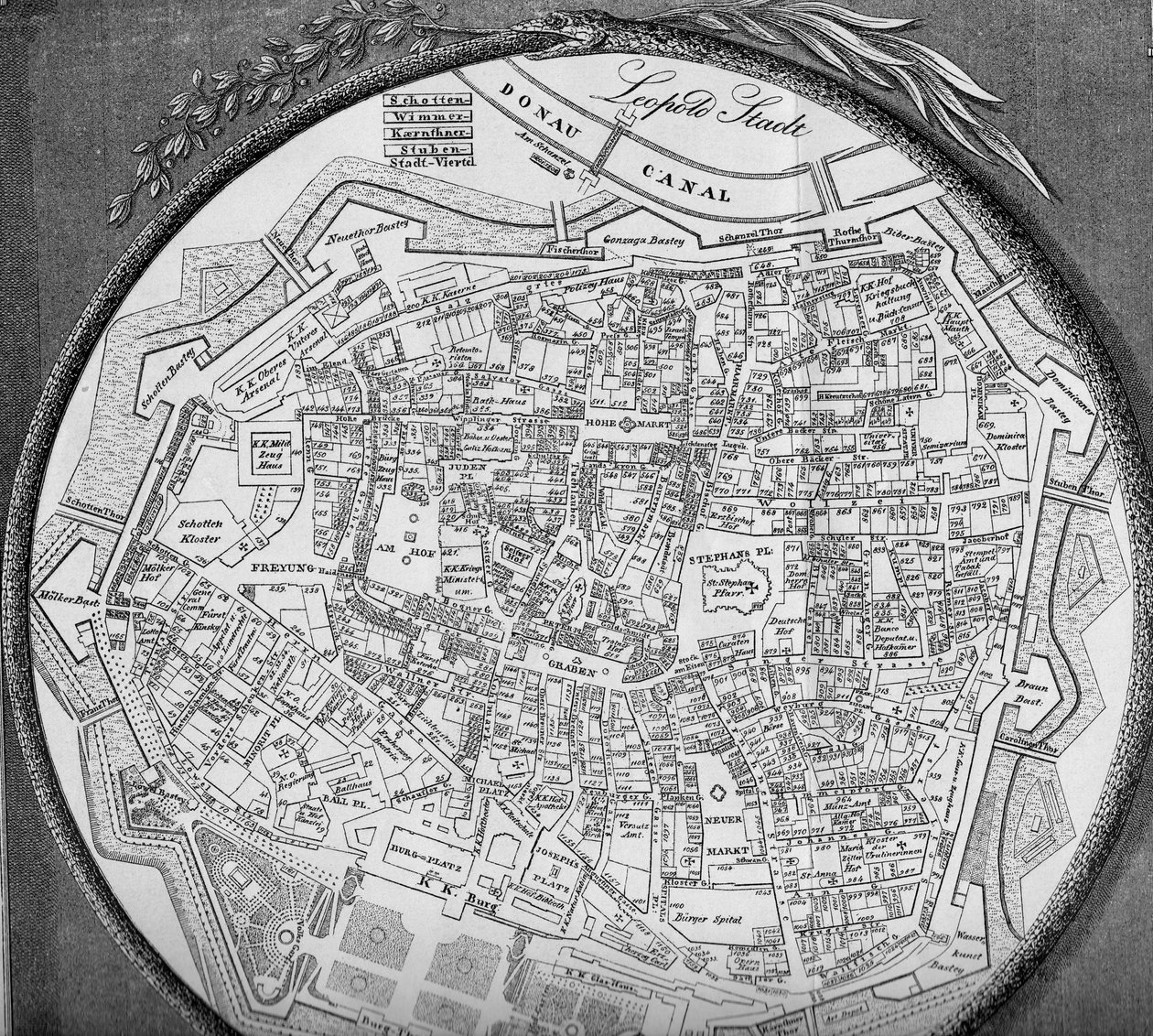 Plan de la ville intérieure de Vienne, état avant 1854 - Unbekannt Unbekannt