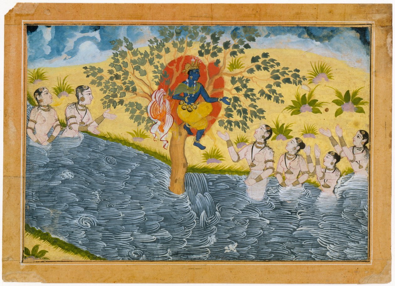 Les Gopis supplient Krishna de rendre leurs vêtements. Folio d