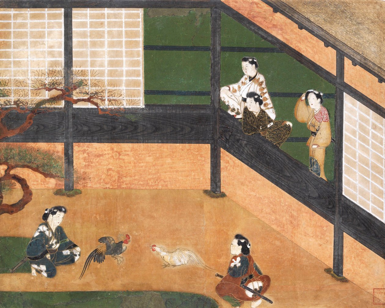 Anonyme, japonais - Combat de coqs - Unbekannt Unbekannt