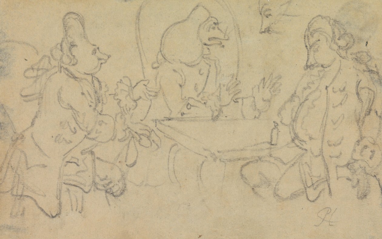 Caricature de trois hommes à une table - Unbekannt Unbekannt