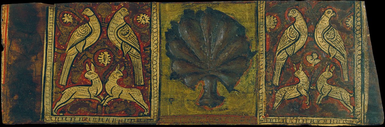 Panneau de plafond avec feuille de palmier, oiseaux et animaux à quatre pattes - Unbekannt Unbekannt