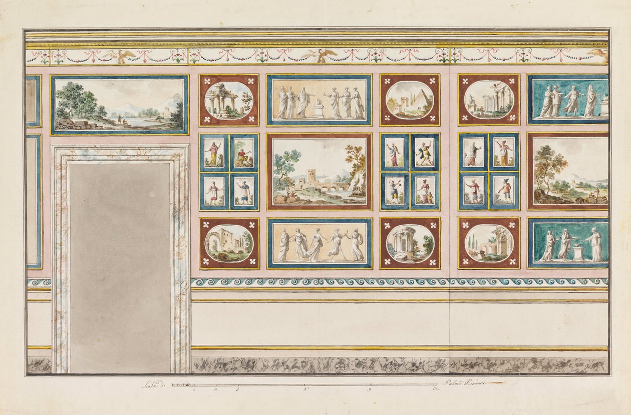 Conception pour décoration murale avec panneaux marbrés et peints - Unbekannt Unbekannt
