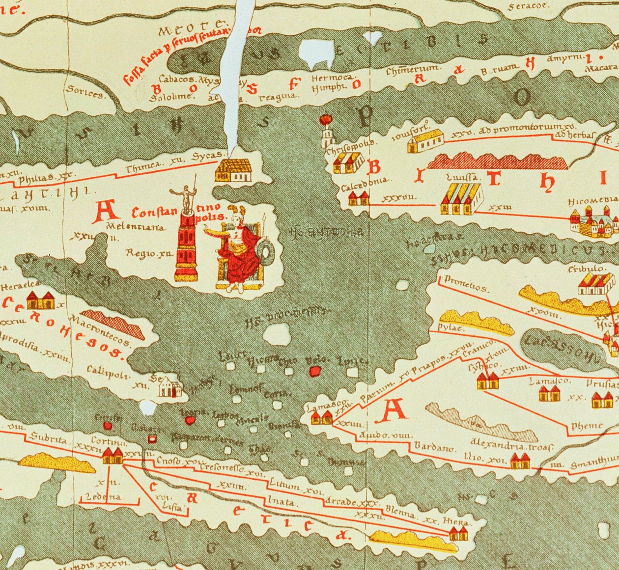 Détail de Constantinople de la copie de la carte de Peutinger (détail) - Unbekannt Unbekannt