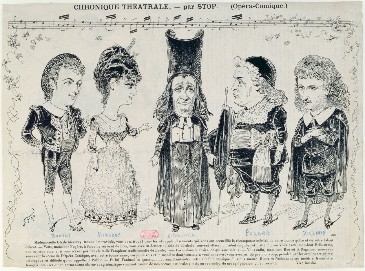 Cinq caricatures de la distribution d