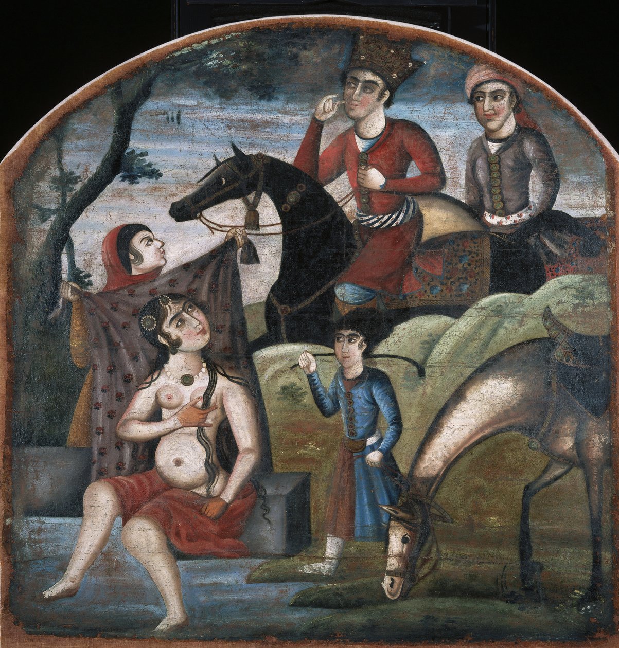 Khusraw découvre Shirin se baignant, du cycle pictural de huit sujets poétiques - Unbekannt Unbekannt