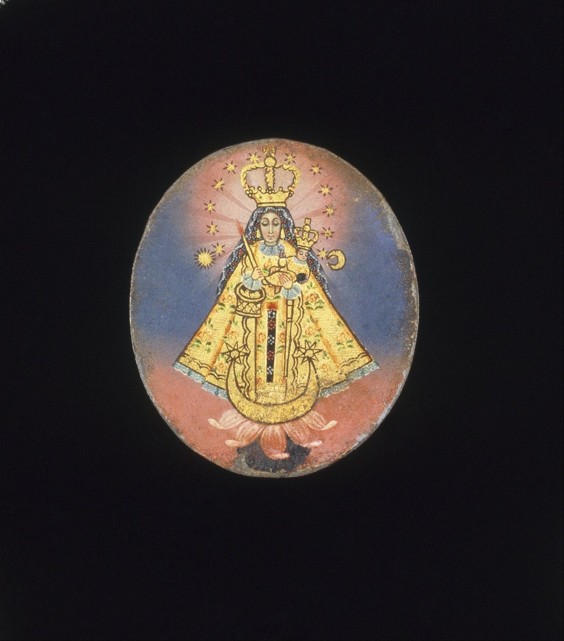 Médaillon peint Recto- Vierge de Copacabana Verso- Crucifixion avec la Vierge des Douleurs, Marie-Madeleine - Unbekannt Unbekannt