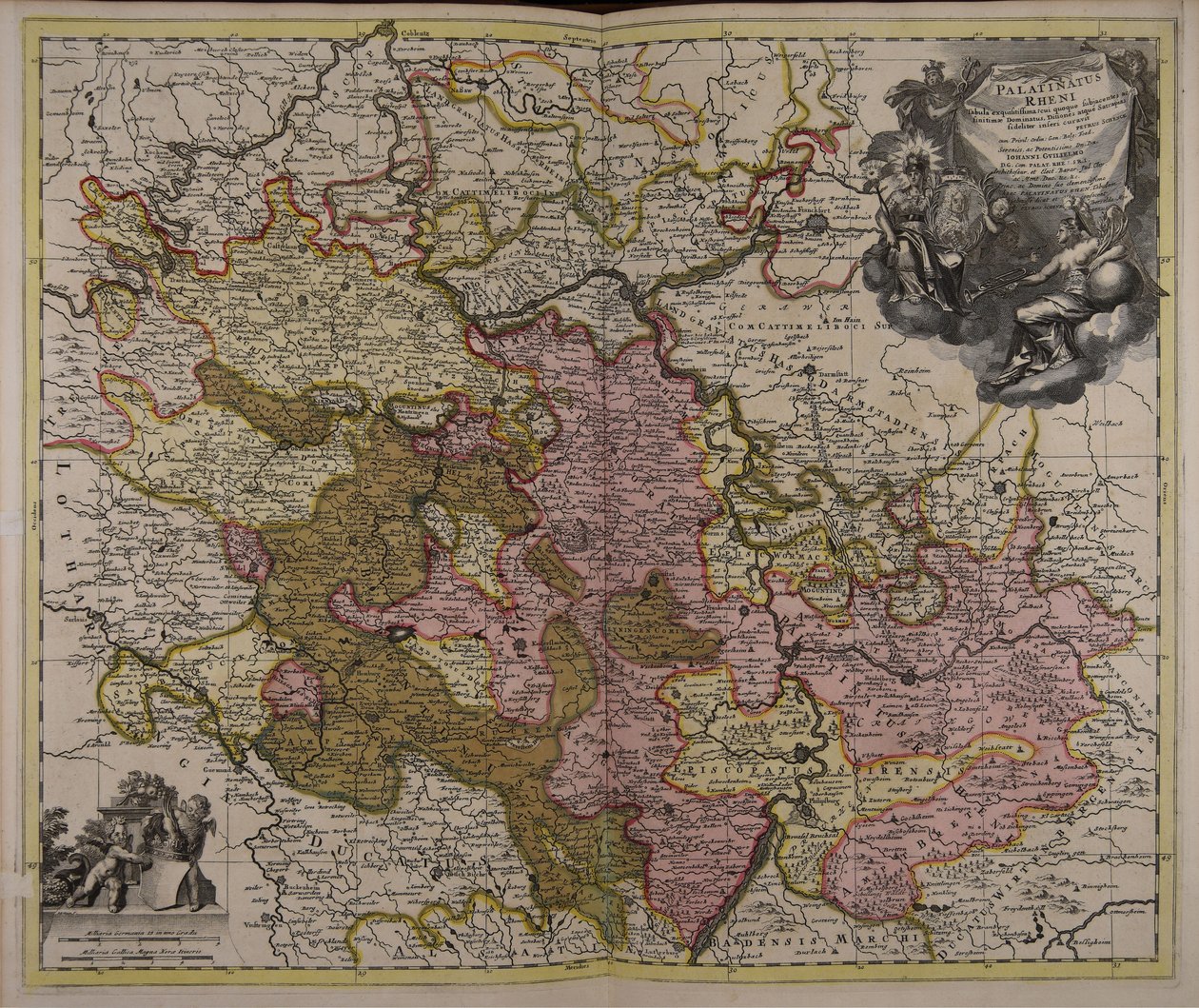 Carte très précise du Palatinat du Rhin incluant également les dominations, territoires et satrapies adjacents et voisins - Unbekannt Unbekannt