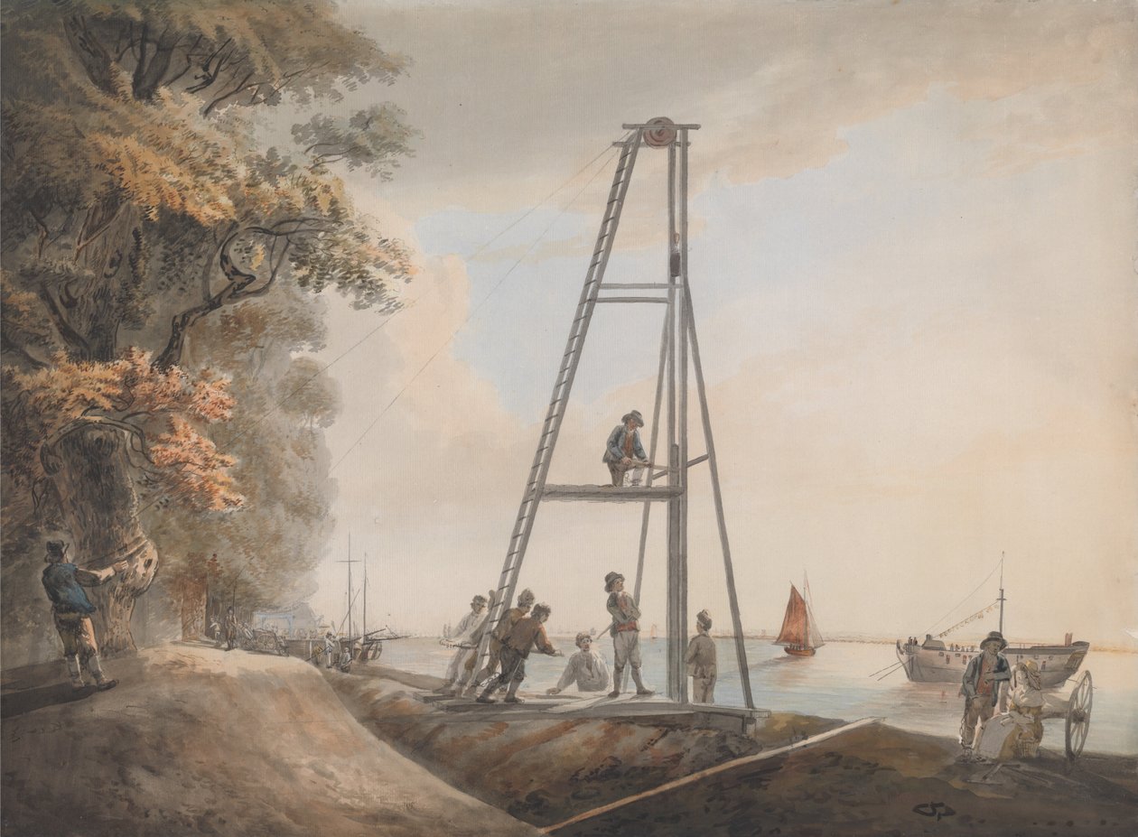 Enfoncement de pieux sur les rives de la Tamise - Unbekannt Unbekannt