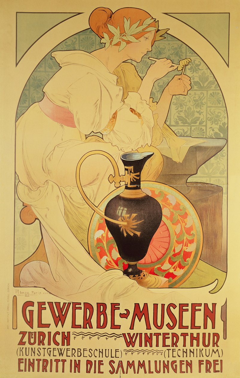 Affiche publicitaire pour le Gewerbe Museen, Zurich - Unbekannt Unbekannt